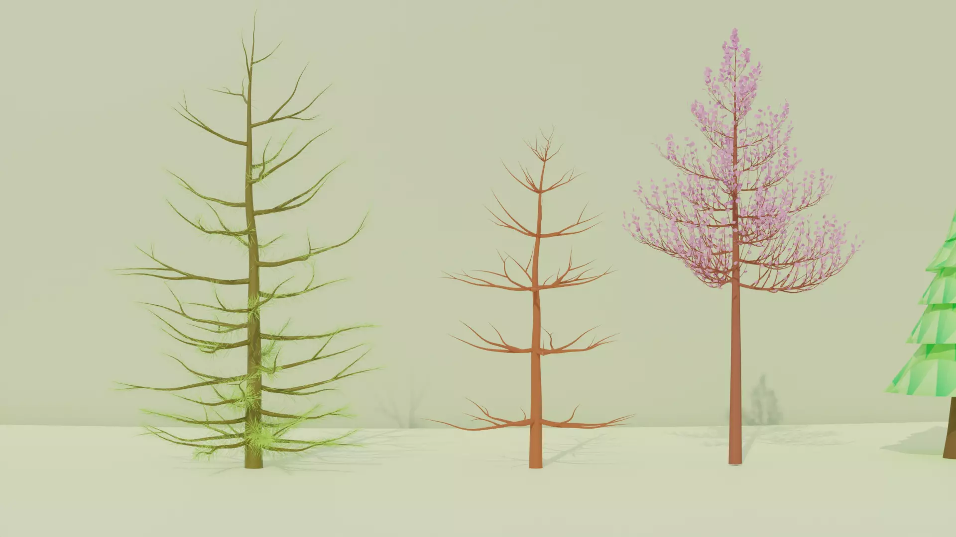 Stylized Pine Tree Pack 5 Variations Low Poly Low-poly 3D model_2