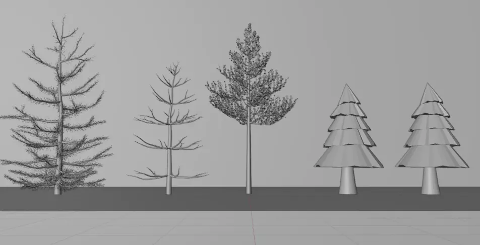 Stylized Pine Tree Pack 5 Variations Low Poly Low-poly 3D model_5