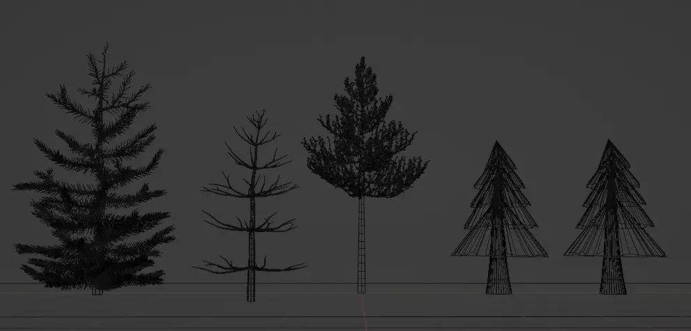 Stylized Pine Tree Pack 5 Variations Low Poly Low-poly 3D model_6