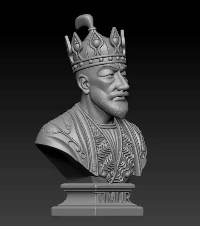 Emir Timur Timurlenk Tarihi Lider Detayli 3D Bust Model STL 3D print model_1