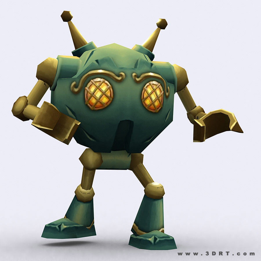 3DRT-Chibii-Robot-01 robot with golden eyes Low-poly 3D model_2
