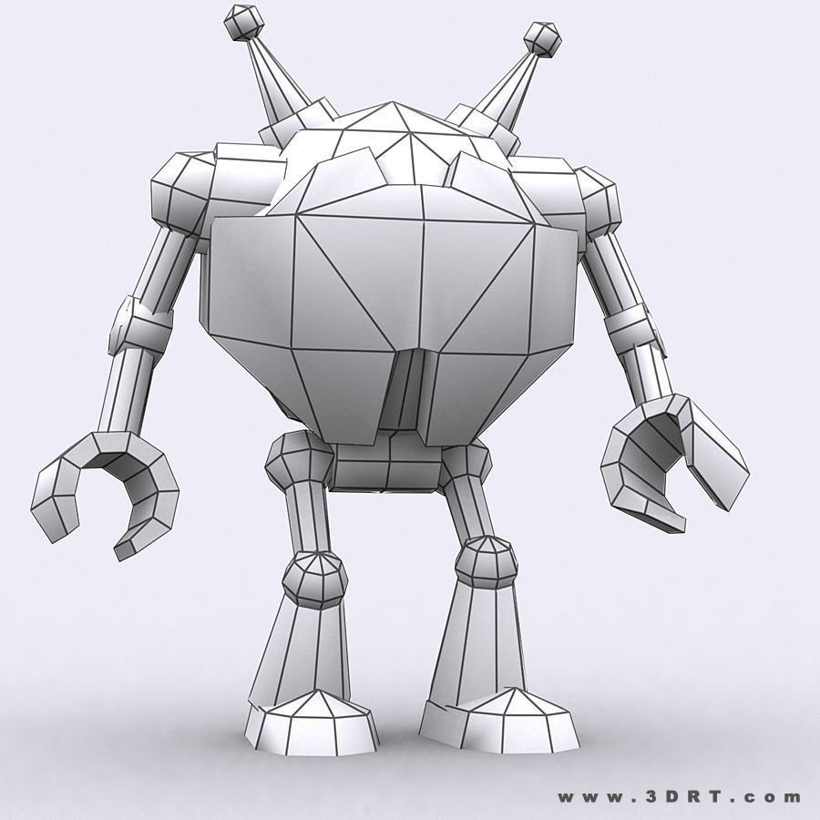 3DRT-Chibii-Robot-01 robot with golden eyes Low-poly 3D model_4