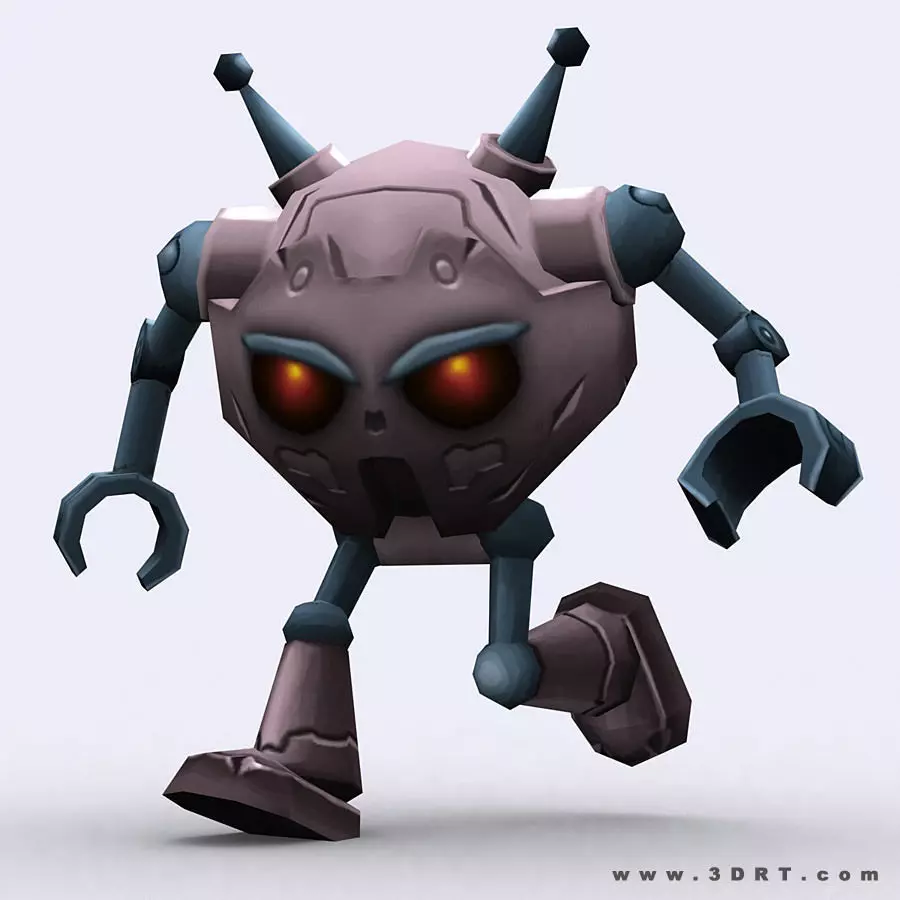 3DRT-Chibii-Robot-01 robot with golden eyes Low-poly 3D model_0