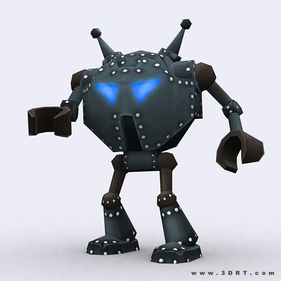 3DRT-Chibii-Robot-01 robot with golden eyes Low-poly 3D model_5