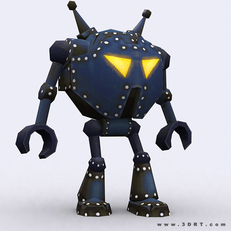 3DRT-Chibii-Robot-01 robot with golden eyes Low-poly 3D model_7