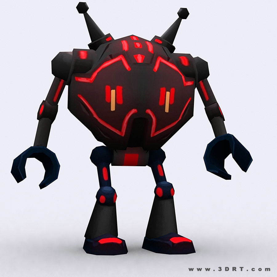 3DRT-Chibii-Robot-01 robot with golden eyes Low-poly 3D model_3