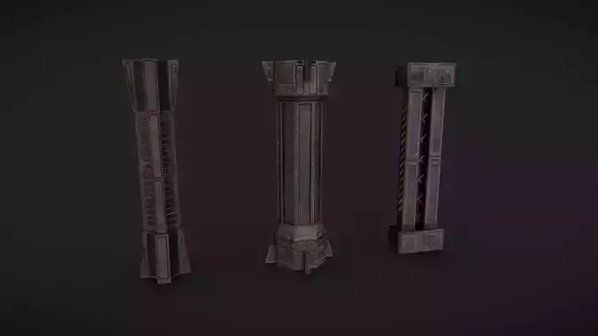 SciFi Columns Low-poly 3D model