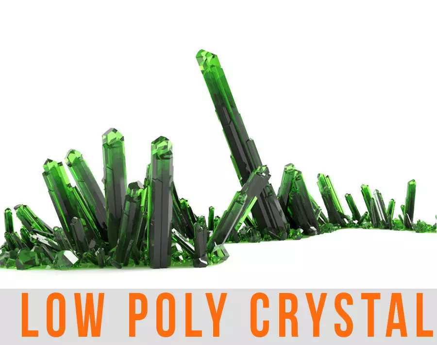 Crystal Diamond Emerald Field Low poly Low-poly 3D model_0