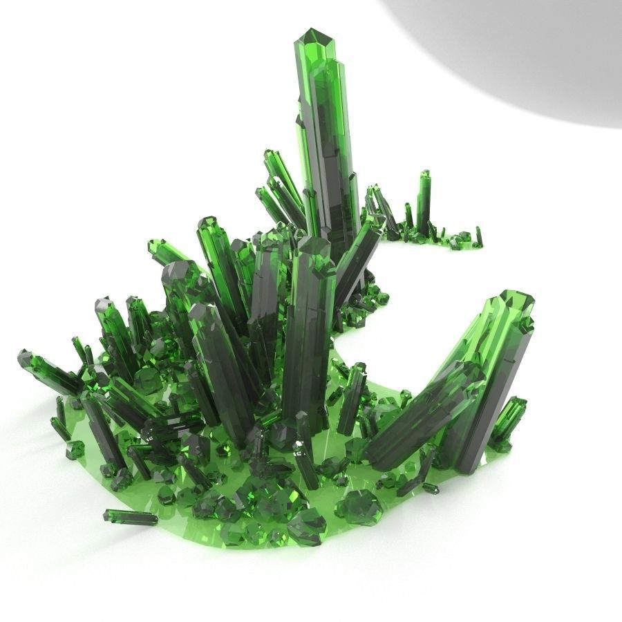 Crystal Diamond Emerald Field Low poly Low-poly 3D model_1