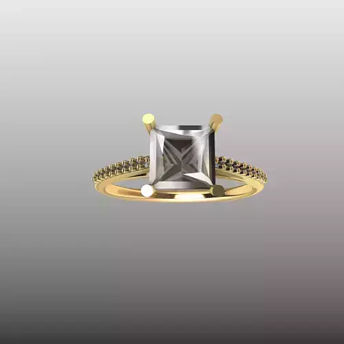 Princess cut Engagement RING 3D print model