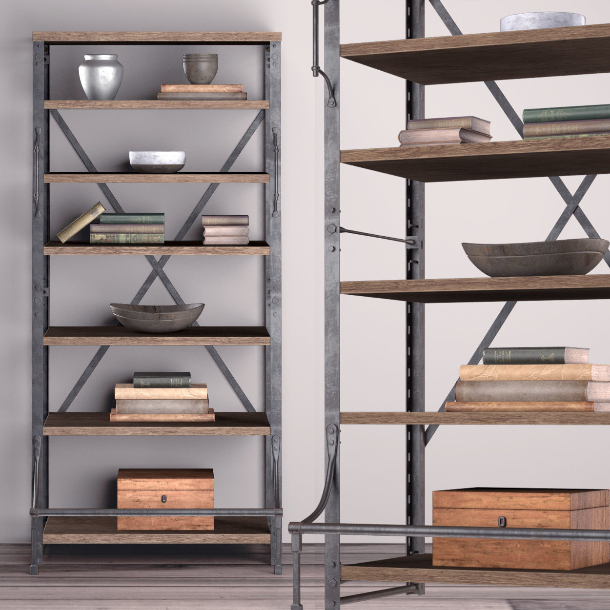 French Library Bookcase 3D model_1