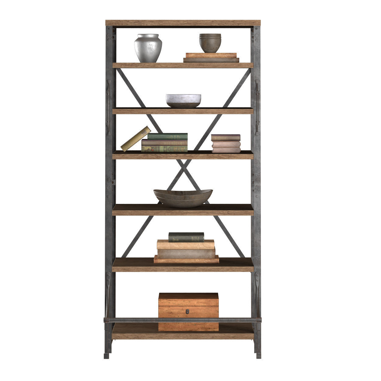 French Library Bookcase 3D model_2