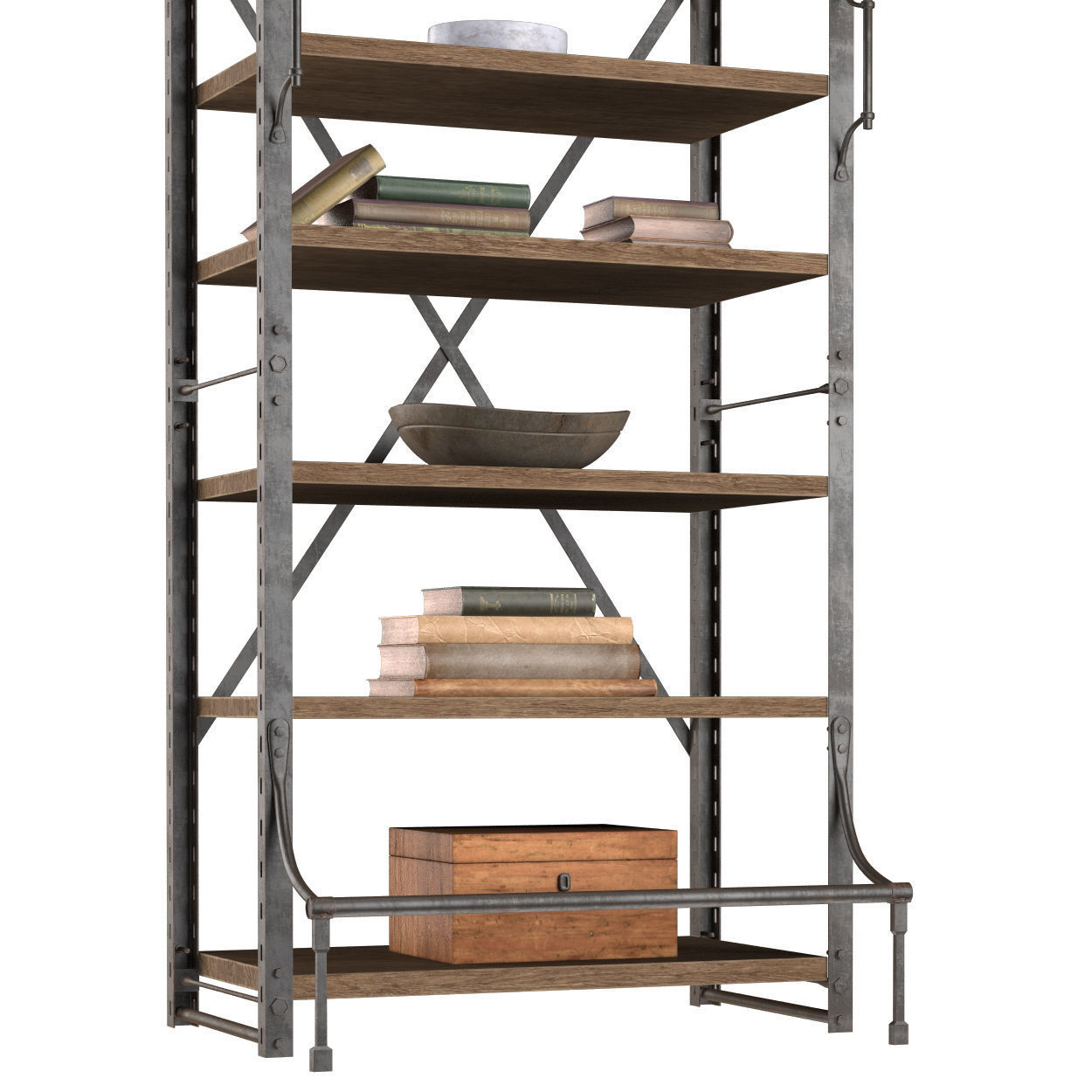 French Library Bookcase 3D model_3
