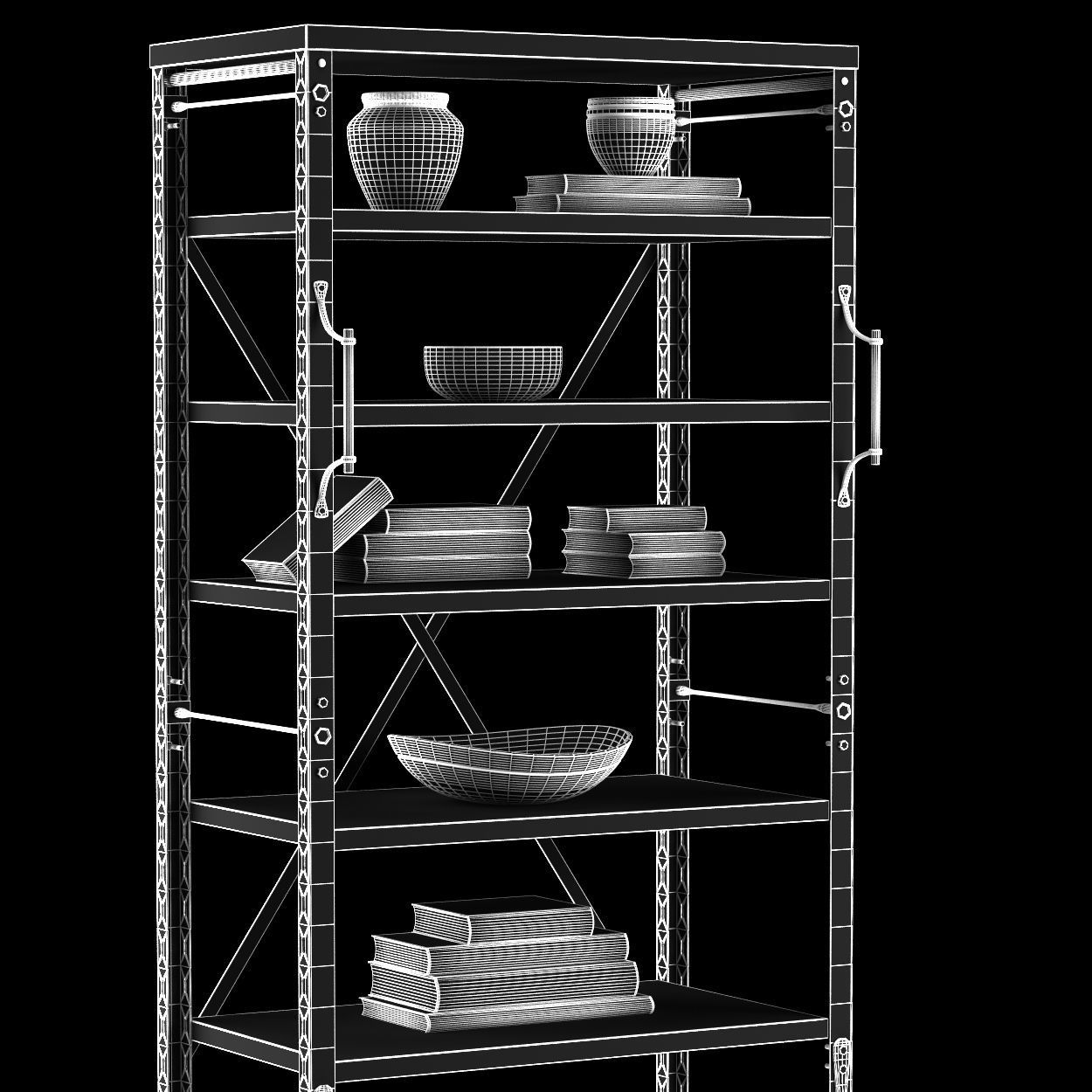 French Library Bookcase 3D model_6