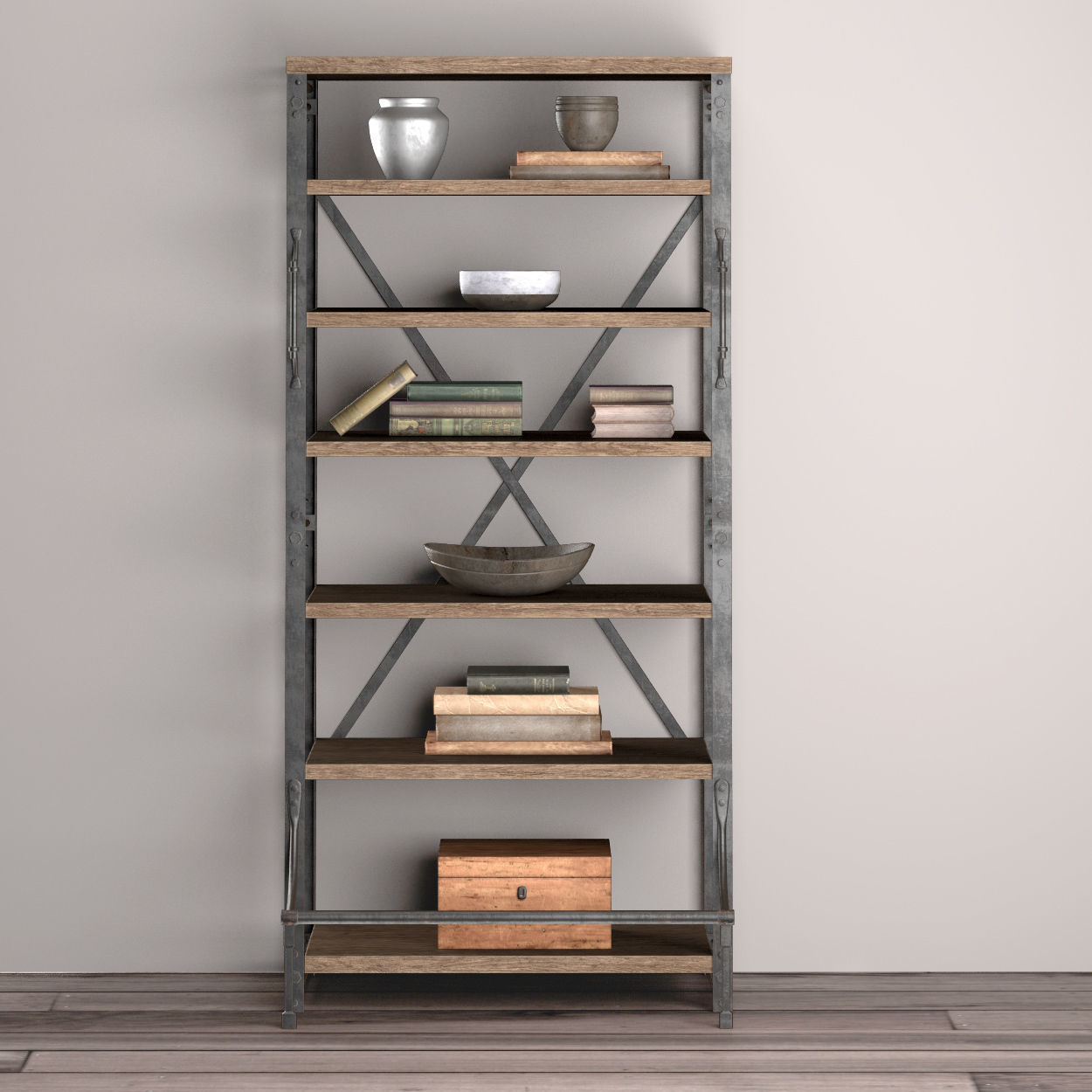 French Library Bookcase 3D model_4
