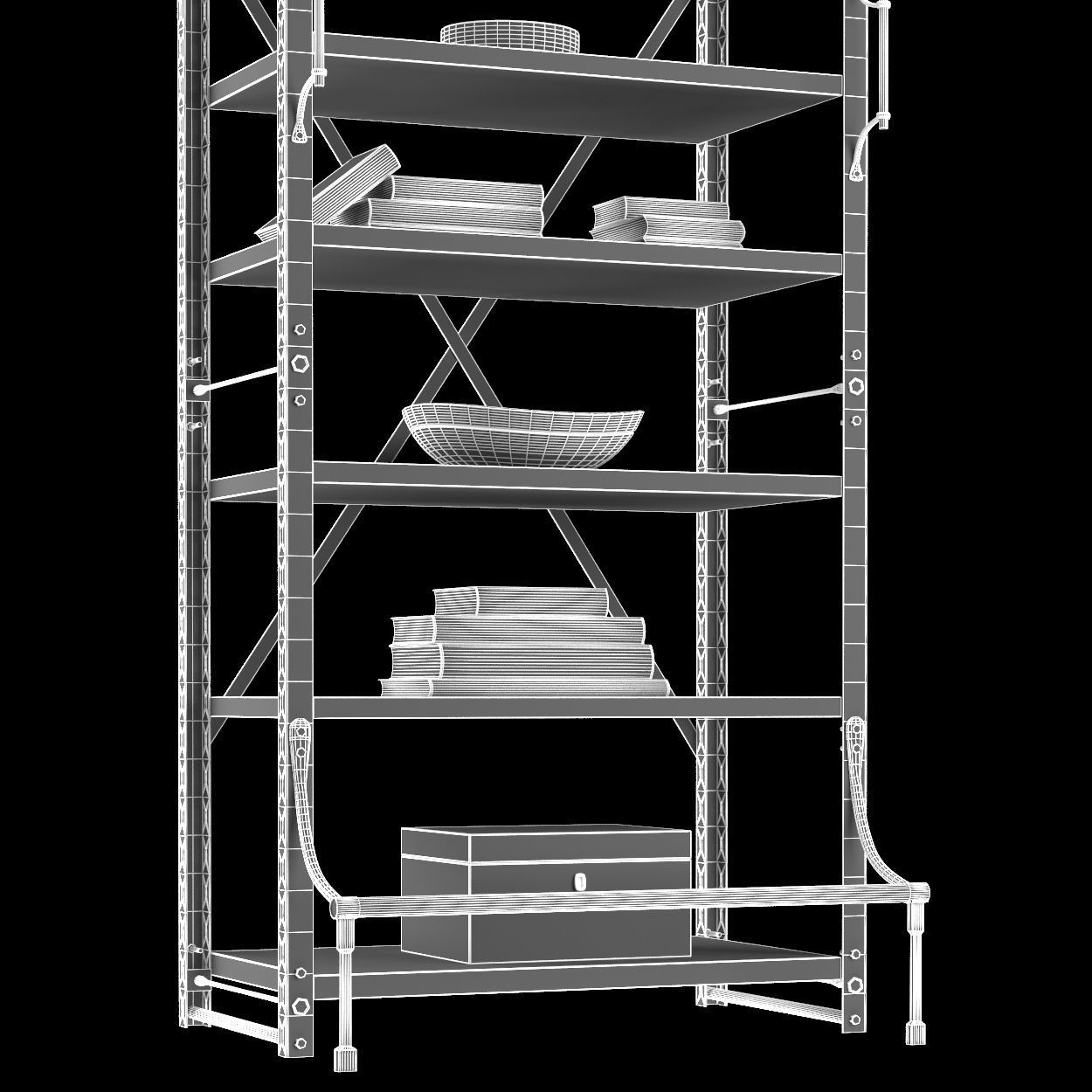 French Library Bookcase 3D model_8