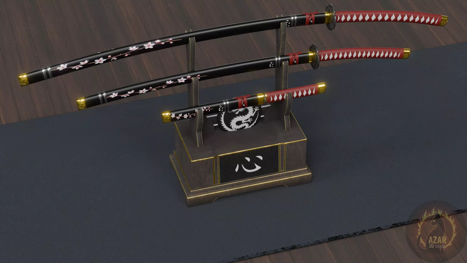 Katana Set  Realistic Japanese Katana 3D Weapon Pack Low-poly 3D model_7