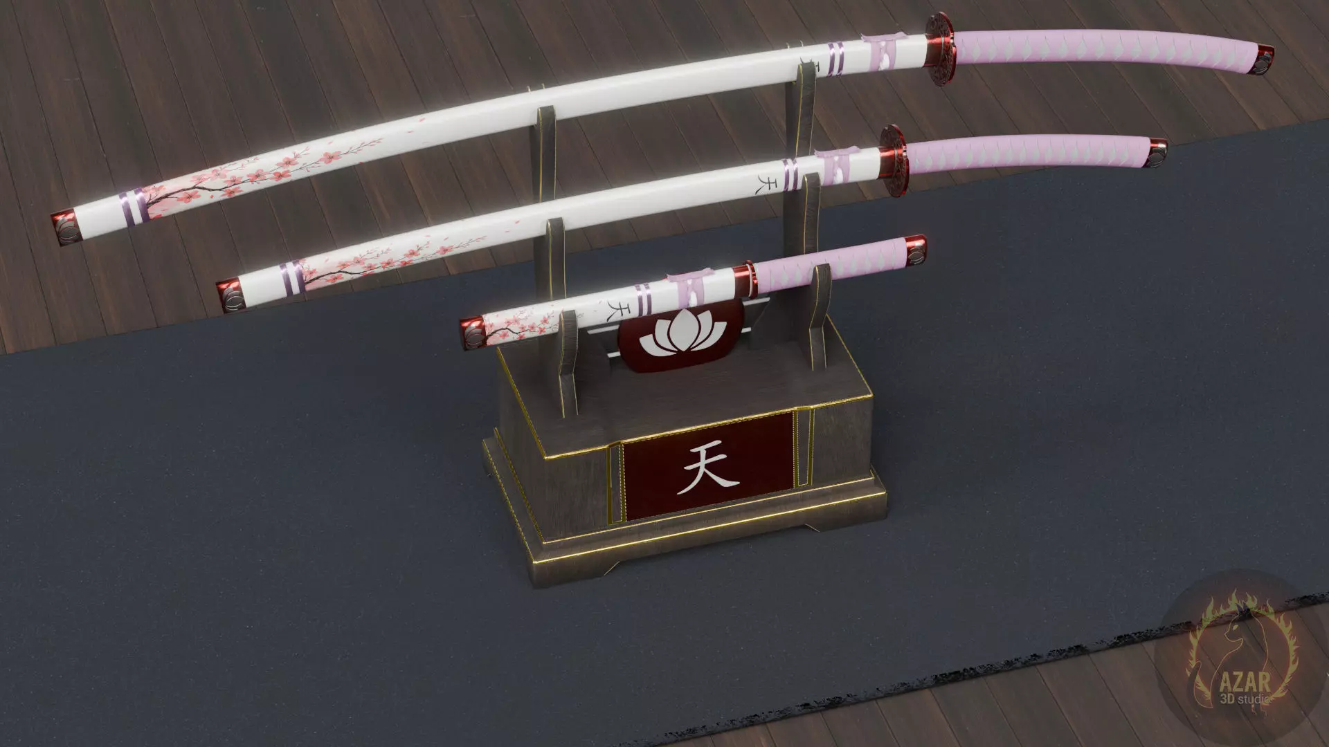 Katana Set  Realistic Japanese Katana 3D Weapon Pack Low-poly 3D model_6