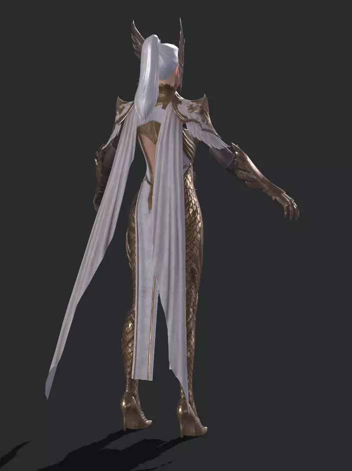 female warrior Low-poly 3D model_6