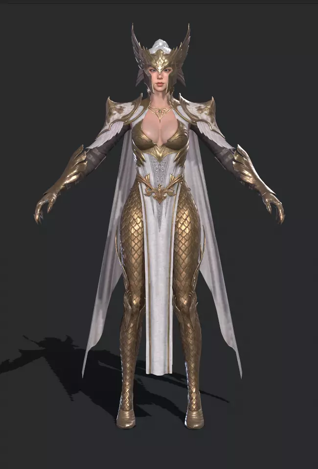 female warrior Low-poly 3D model_0