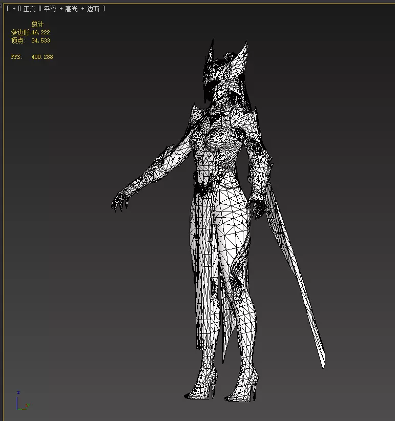 female warrior Low-poly 3D model_18