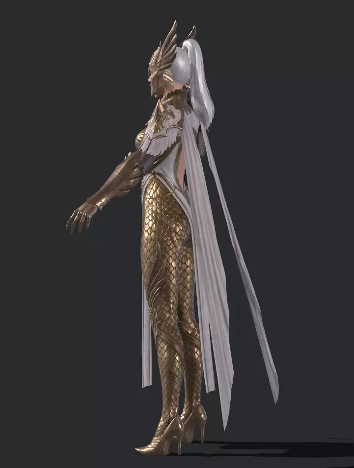 female warrior Low-poly 3D model_4