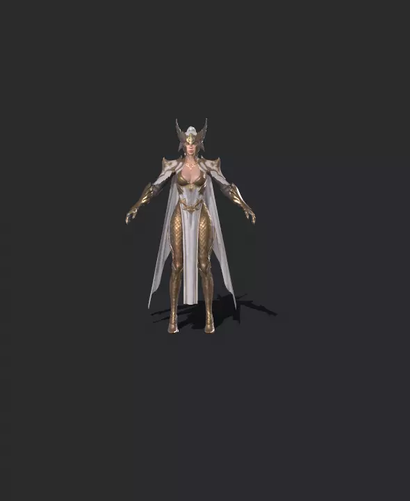female warrior Low-poly 3D model_10