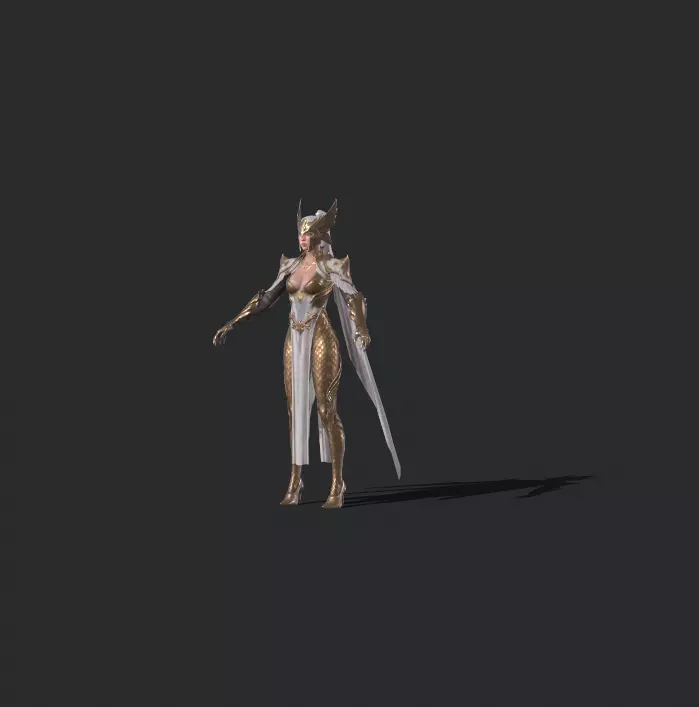 female warrior Low-poly 3D model_11
