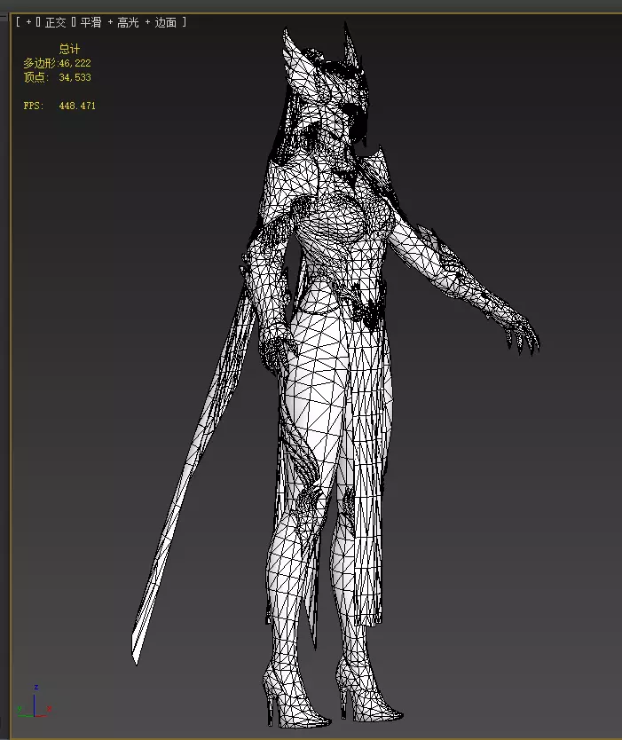 female warrior Low-poly 3D model_20