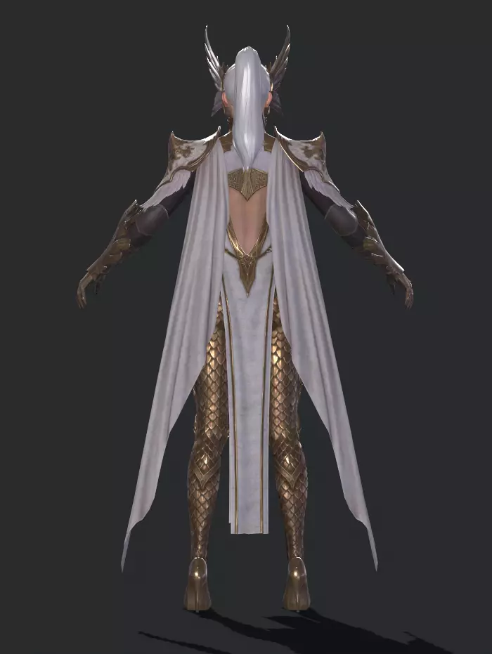 female warrior Low-poly 3D model_5