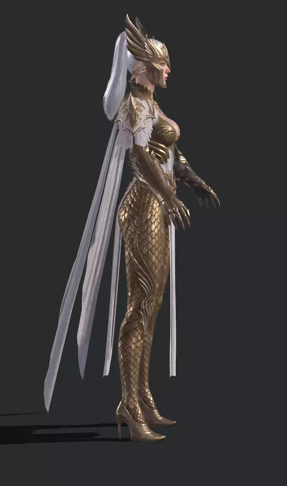 female warrior Low-poly 3D model_7