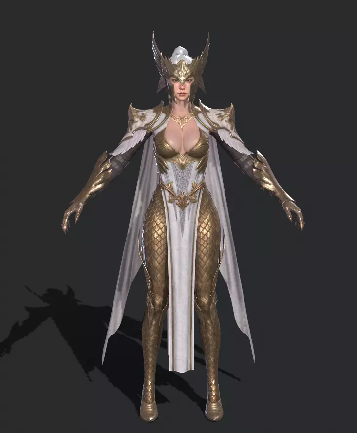 female warrior Low-poly 3D model_2