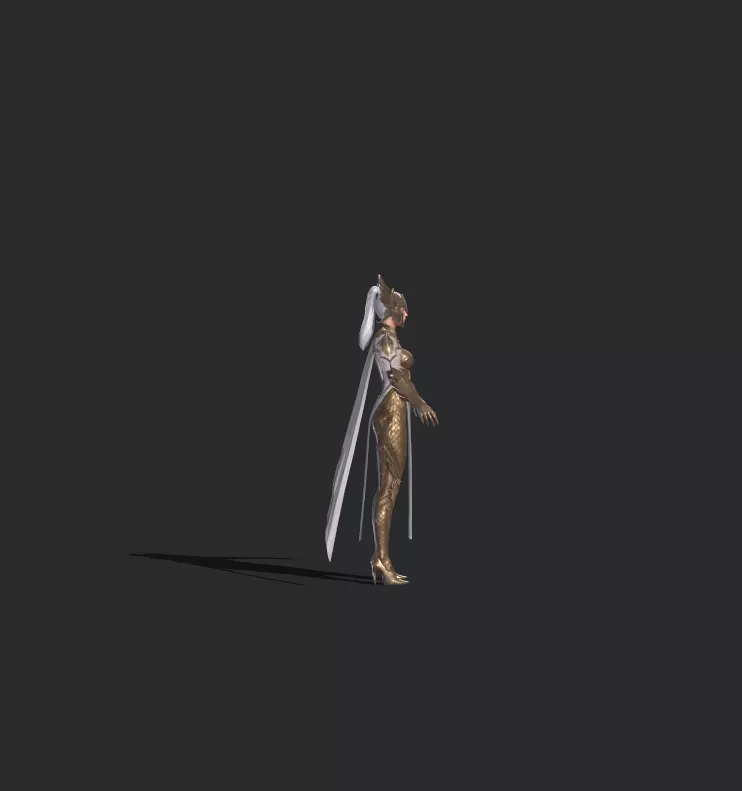 female warrior Low-poly 3D model_14
