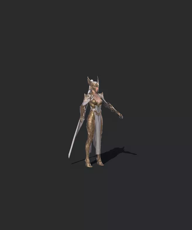 female warrior Low-poly 3D model_15