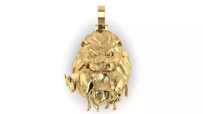 Lion Head with prey Pendant 2