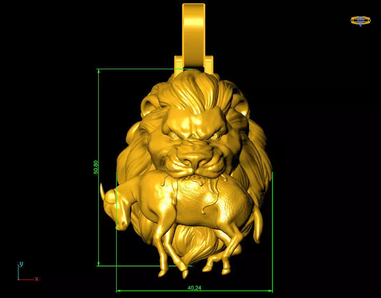 Lion Head with prey Pendant 2 3D print model_2