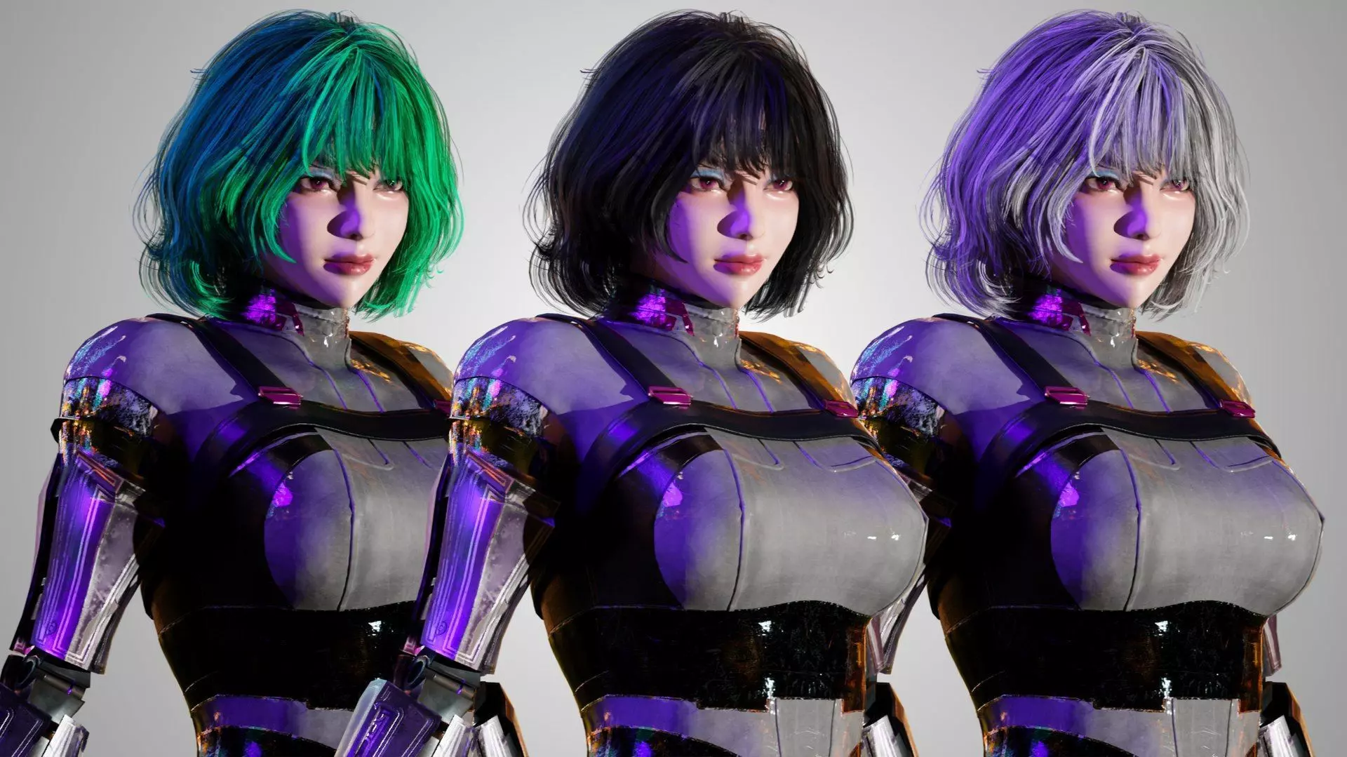 Sci-Fi Female Cyborg Character 3D Model PBR Textured Game Ready  3D model_12