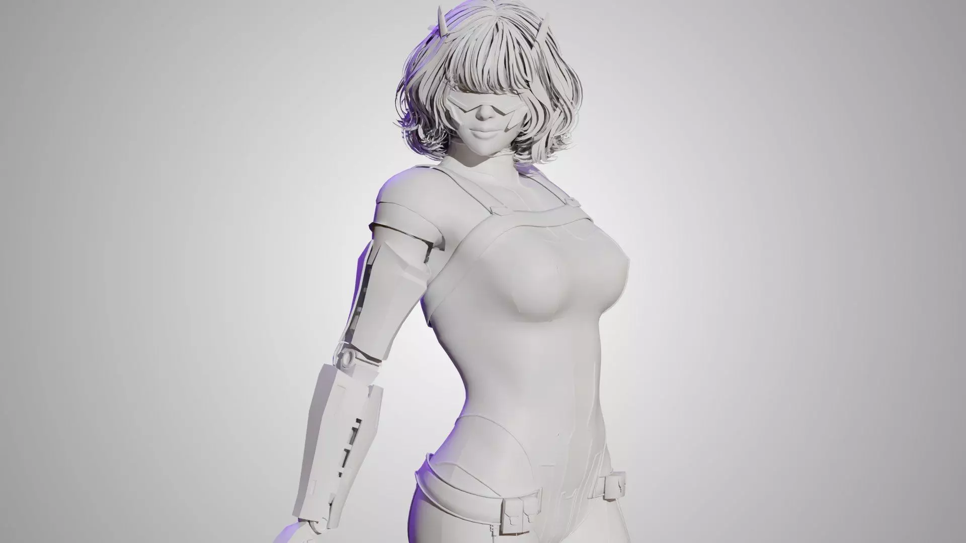 Sci-Fi Female Cyborg Character 3D Model PBR Textured Game Ready  3D model_7