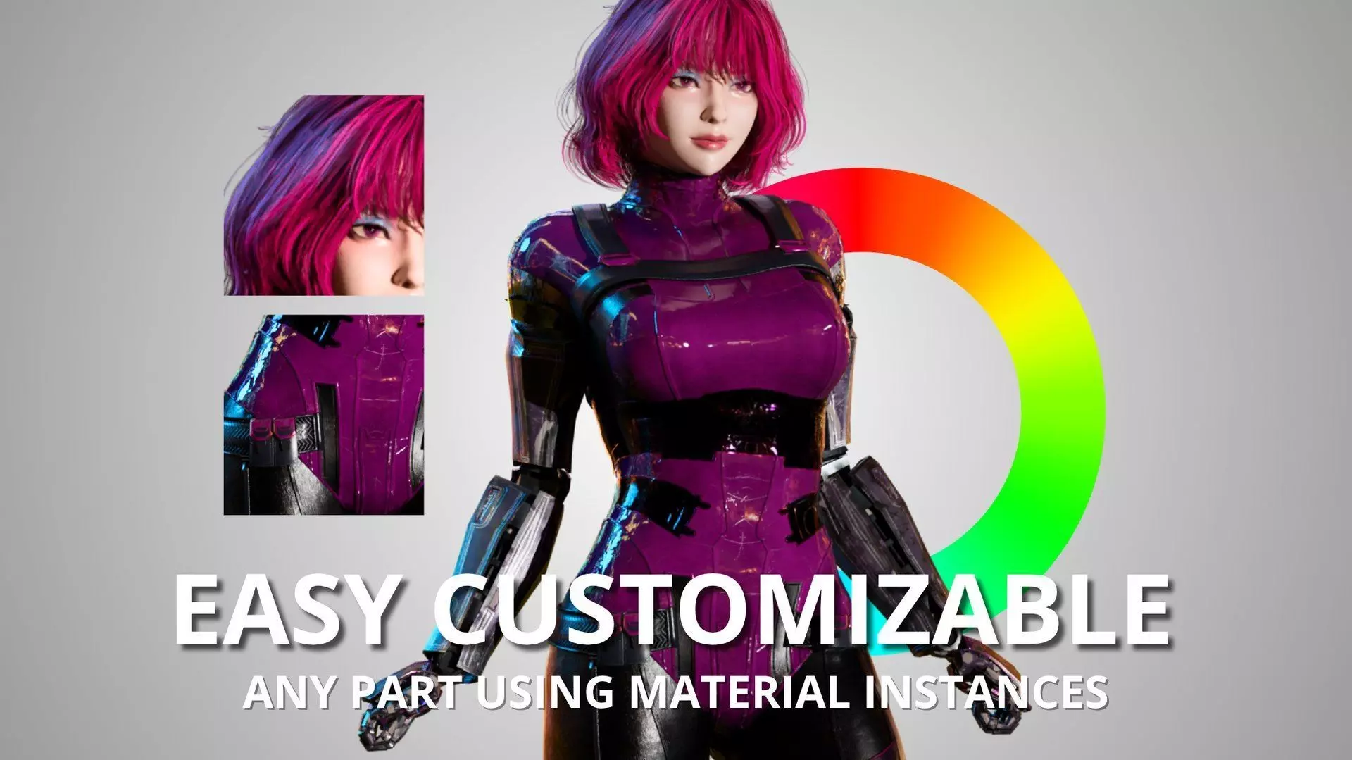 Sci-Fi Female Cyborg Character 3D Model PBR Textured Game Ready  3D model_10