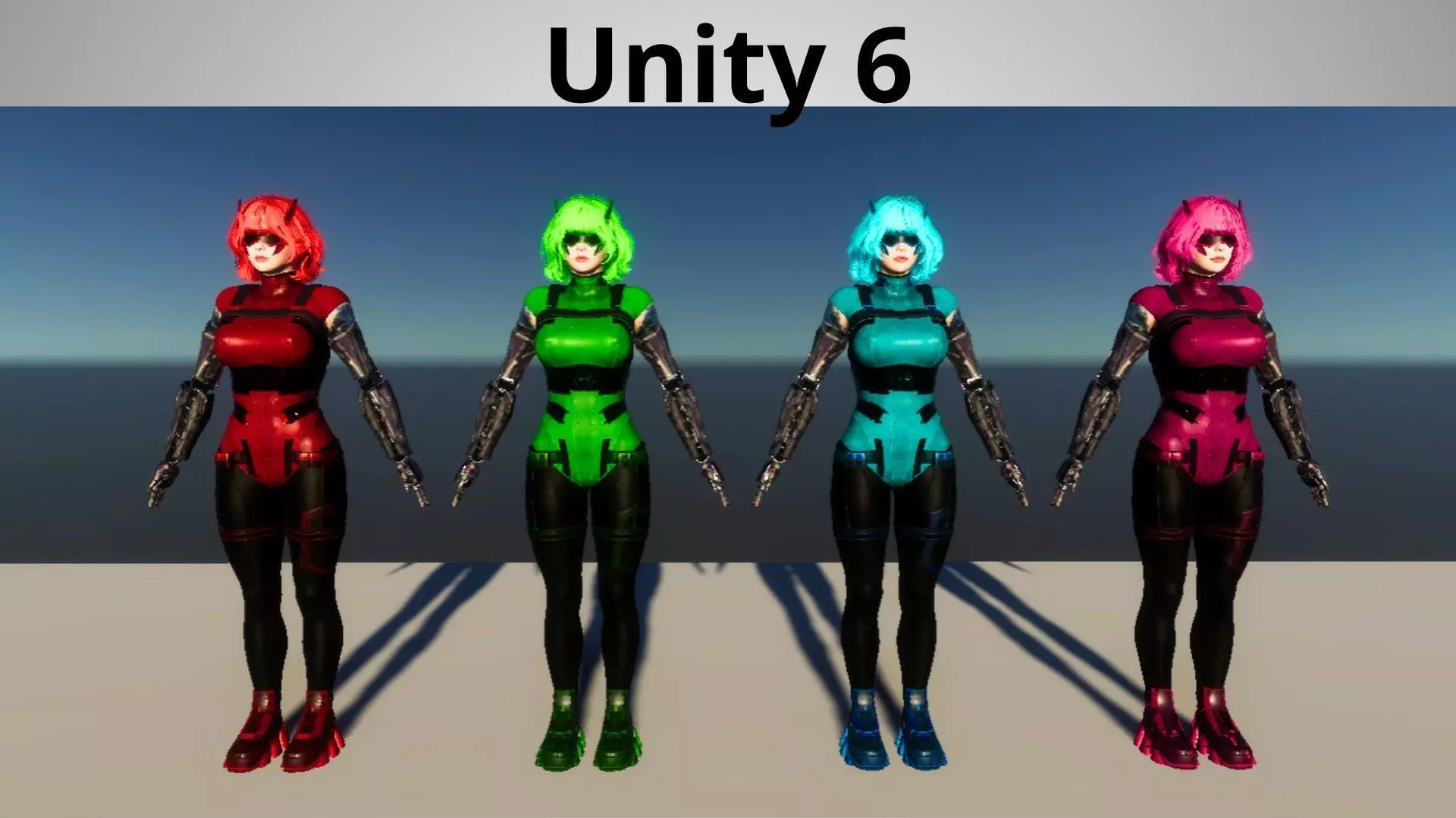 Sci-Fi Female Cyborg Character 3D Model PBR Textured Game Ready  3D model_3