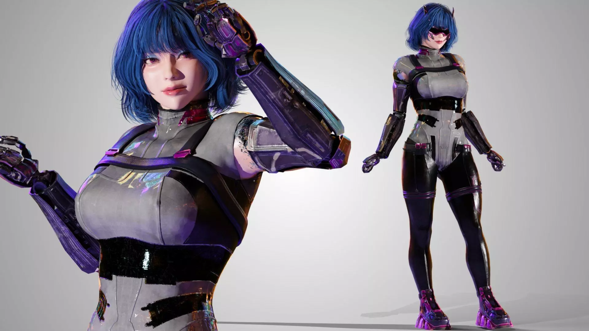 Sci-Fi Female Cyborg Character 3D Model PBR Textured Game Ready  3D model_1
