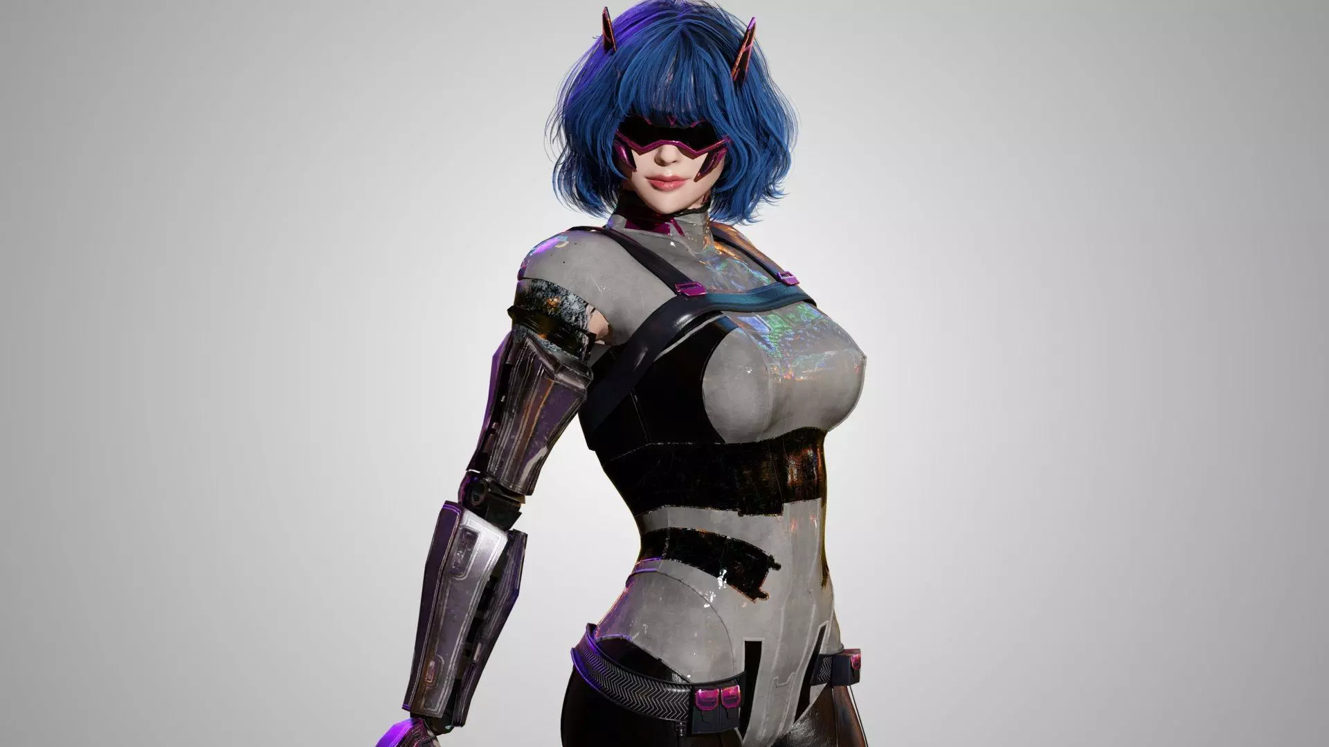 Sci-Fi Female Cyborg Character 3D Model PBR Textured Game Ready  3D model_14