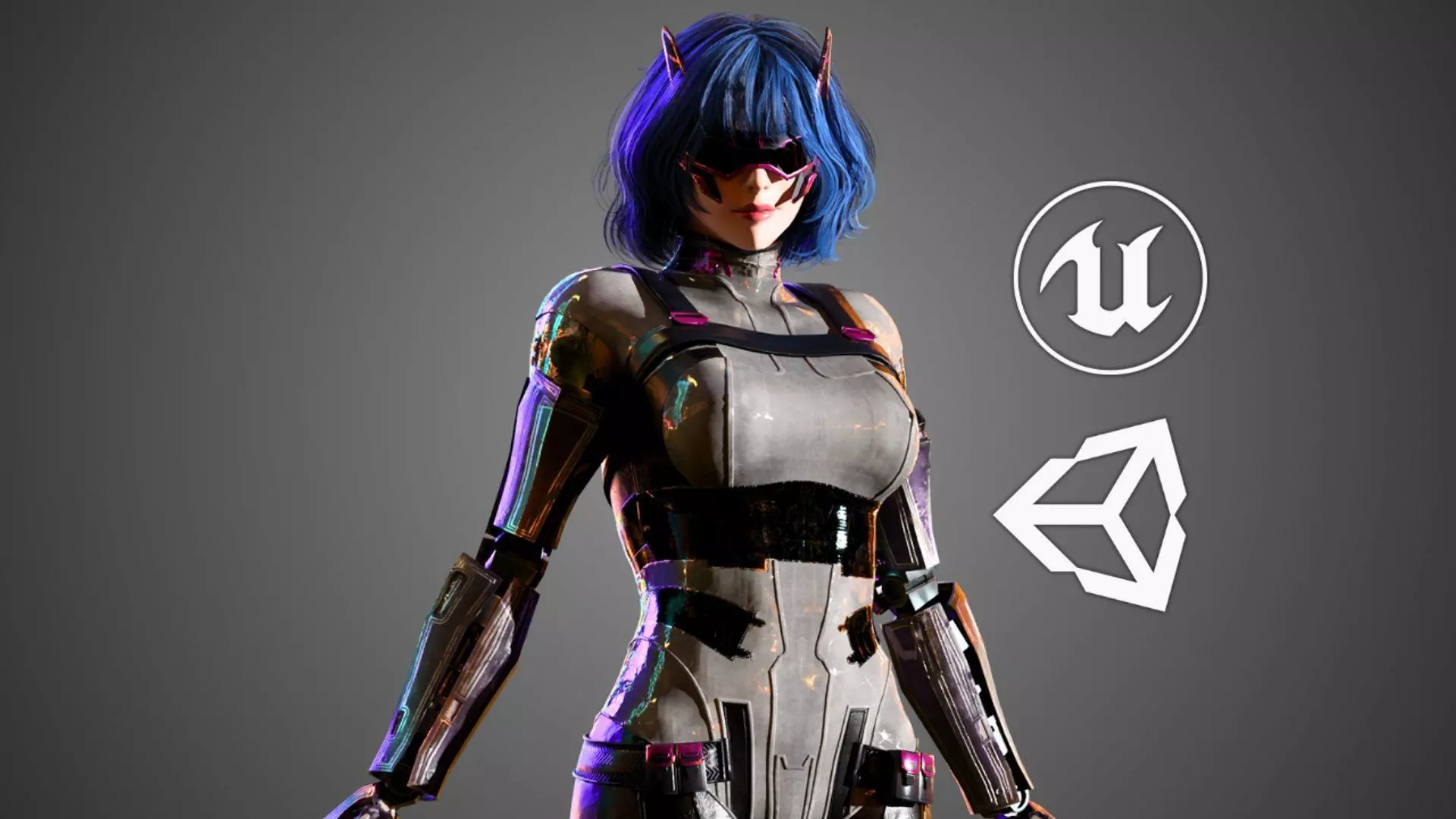 Sci-Fi Female Cyborg Character 3D Model PBR Textured Game Ready  3D model_5