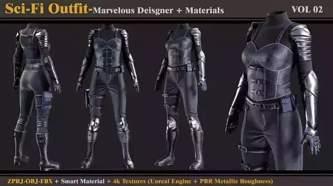 Sci-Fi Outfit-MD-Clo3d-Smart Material- Textures -OBJ-FBX 