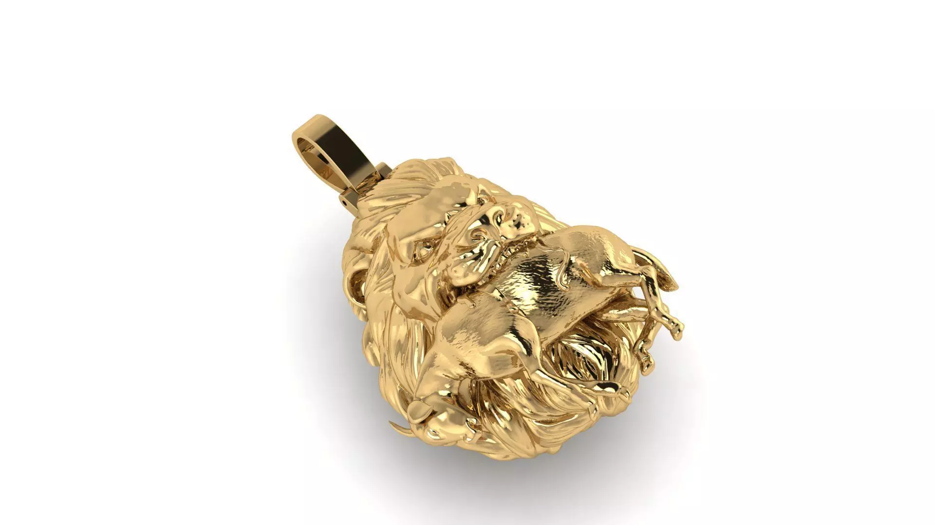 Lion Head with prey Pendant  3D print model_1