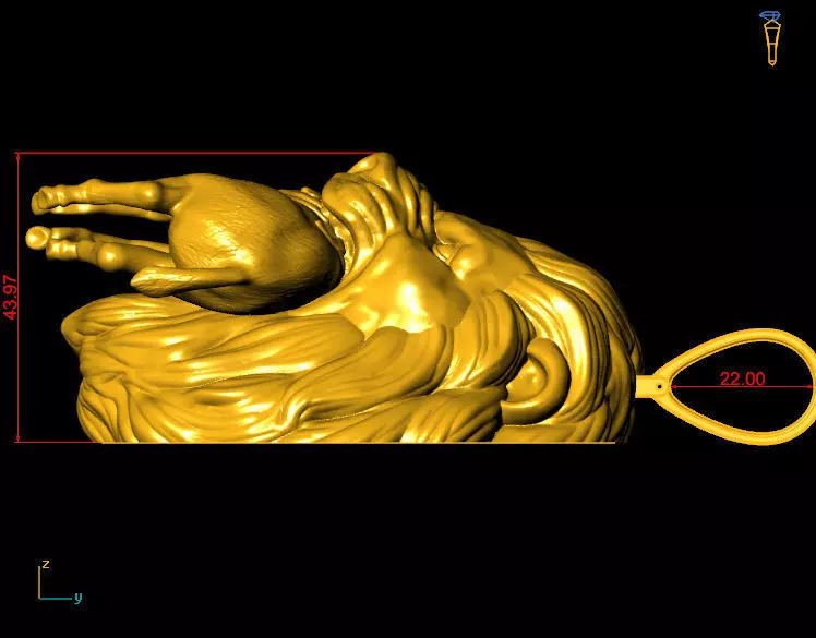 Lion Head with prey Pendant  3D print model_3