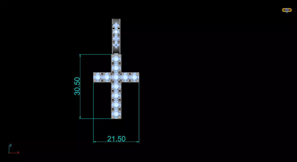 Diamond Cross Pendant 3D print model_3