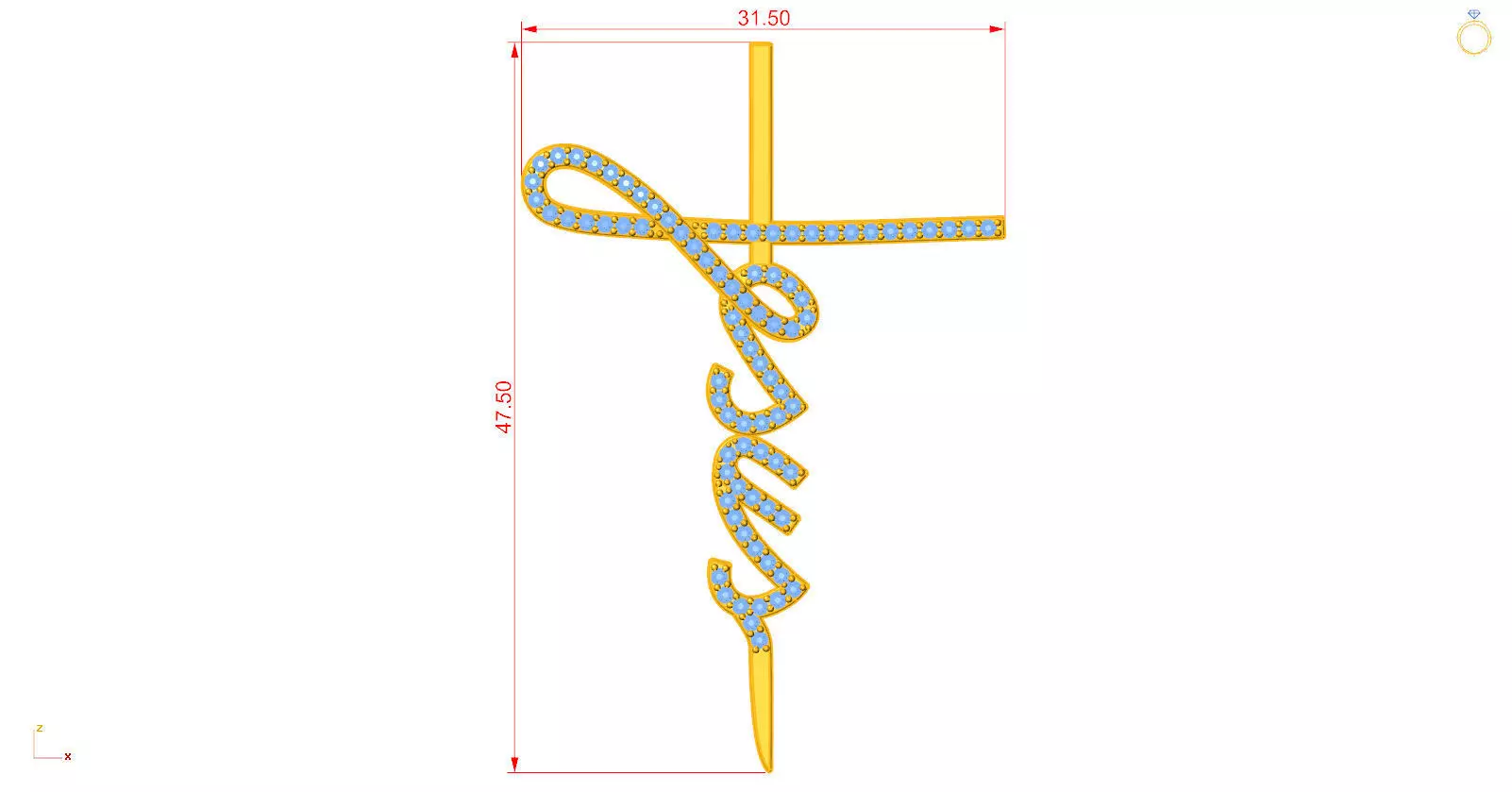 Jesus Cross Pendant 3D print model_3