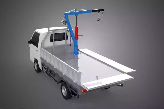 DROPSIDE FOLDING JIB CRANE HOIST HAND CRANK WINCH TRUCK PICKUP 3D model