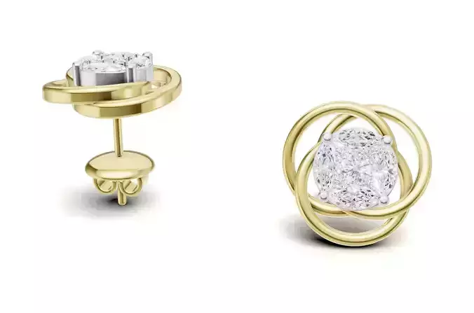 Round Pointer Unique Cluster Diamond Stud For Women